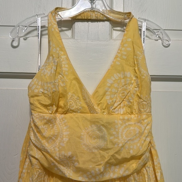 BISOU Bisou Yellow Floral Halter Cotton Dress by Michelle Bohbot Size 8 Y2K - Picture 3 of 7